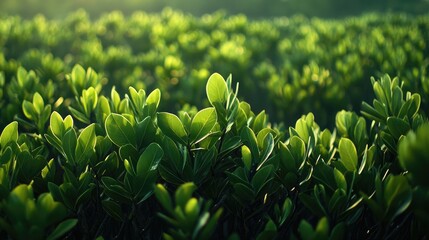 Lush green mangrove leaves basking in sunlight showcasing the vibrant ecosystem of the Maldives marine environment