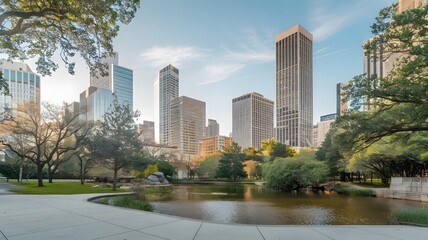 Obraz premium Chicago's downtown skyline with lake and skyscrapers, United States. generated by AI