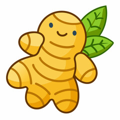 ginger root and leaf on a white background