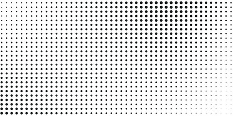 Halftone gradient. Dotted gradient, smooth dots spraying and halftones dot background seamless horizontal geometric pattern vector template set.