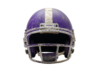 a purple and white football helmet