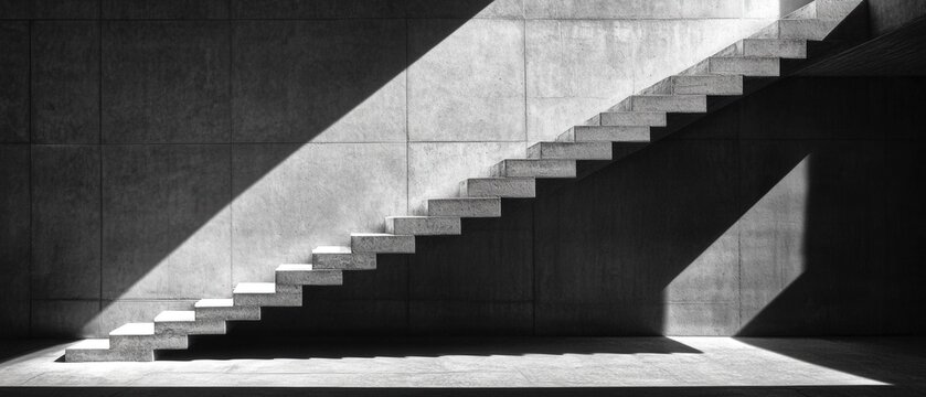 modern staircase with dramatic shadows and light