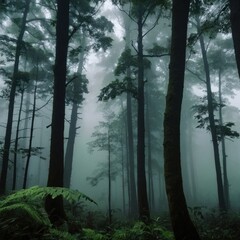 Naklejka premium fog in the forest