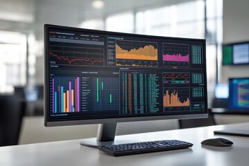 Naklejka premium data analysis dashboard with financial charts and graphs