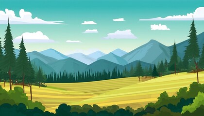 Panoramic view of lush green alpine meadows with towering snow-capped mountains under a vibrant summer sky