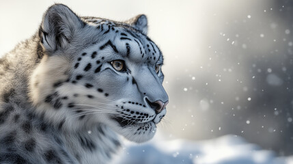 Fototapeta premium Photo realistic image of a snow leopard with its striking coat. white background