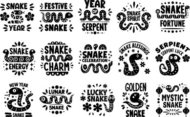 Obraz premium stylized representation of snake, symbolizing Year of Snake, featuring intricate patterns and dynamic pose. This design captures essence of snake elegance and mystique