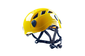 Comfortable climbing safety helmet equipped with ventilation for breathability isolated on transparent background