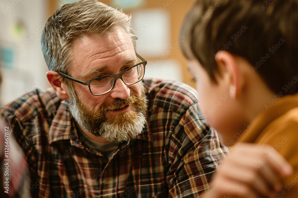 Poster generated with ai image of professional teacher with children in classroom