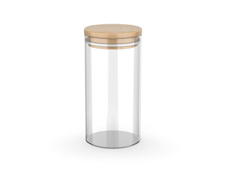 Blank glass storage jar mockup template 3d illustration.