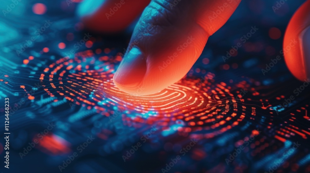 Aufkleber a closeup of a hand using a fingerprint scanner to access sensitive data highlighting the importance
