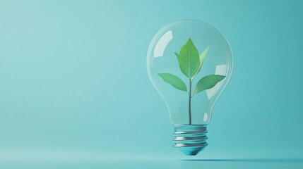 A plant inside a light bulb symbolizes sustainable innovation and eco-friendly business practices.
