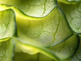 close-up of green leaf texture with water droplets