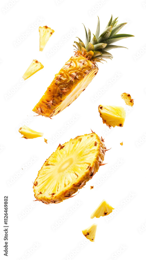 Aufkleber falling pineapple slice isolated on transparent background
