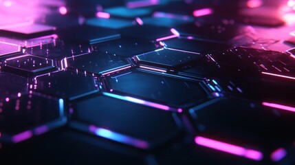 Abstract Neon Hexagon Pattern