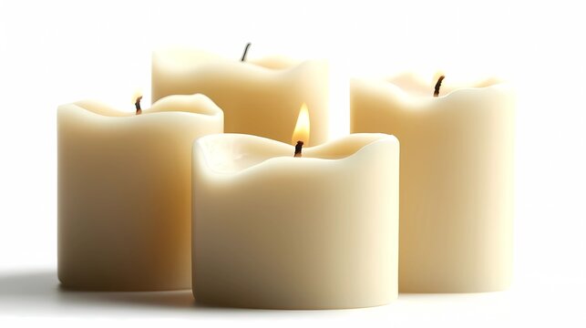 burning candle on ehite background