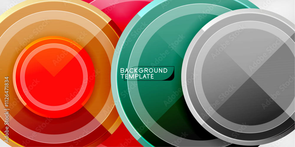 Poster abstract background - multicolored circles, trendy minimal geometric design, vector illustration