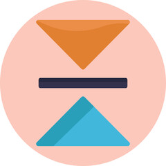 This design visually conveys the action of mirroring or flipping content along a horizontal axis.