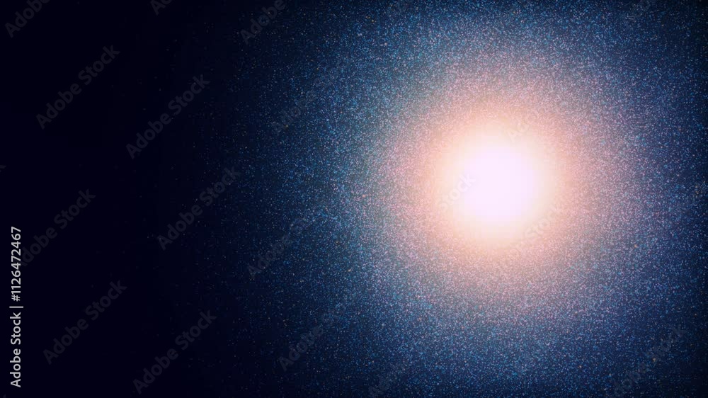 Poster galaxy rotating on the background of blue nebulae and stars in the universe. twinkling, glowing star