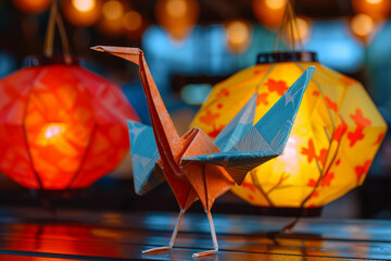 Creative colors and beautiful origami design generative ai design