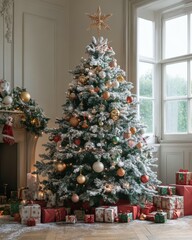 Christmas Tree with Decorations And Stars