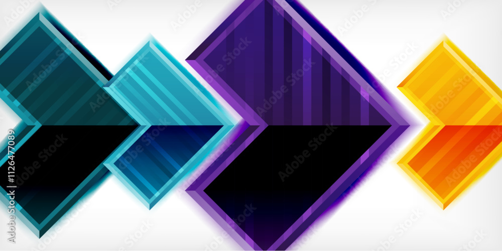 Poster Arrow symbols created with 3d effects and line texture geometric abstract background