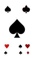 Simple Black and Red Playing Card Suits Illustration on White Background. AI Generated