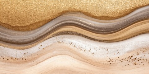 A gold and brown wave with a lot of glitter on it. The wave is very long and has a lot of texture