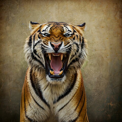 Fototapeta premium tiger roar with texture background