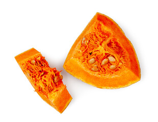 Pumpkin slices isolated on a white background, contour.