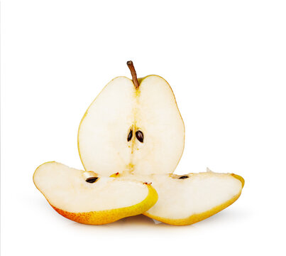 recommend clip art: Pear slices isolated on a white background, contour.
