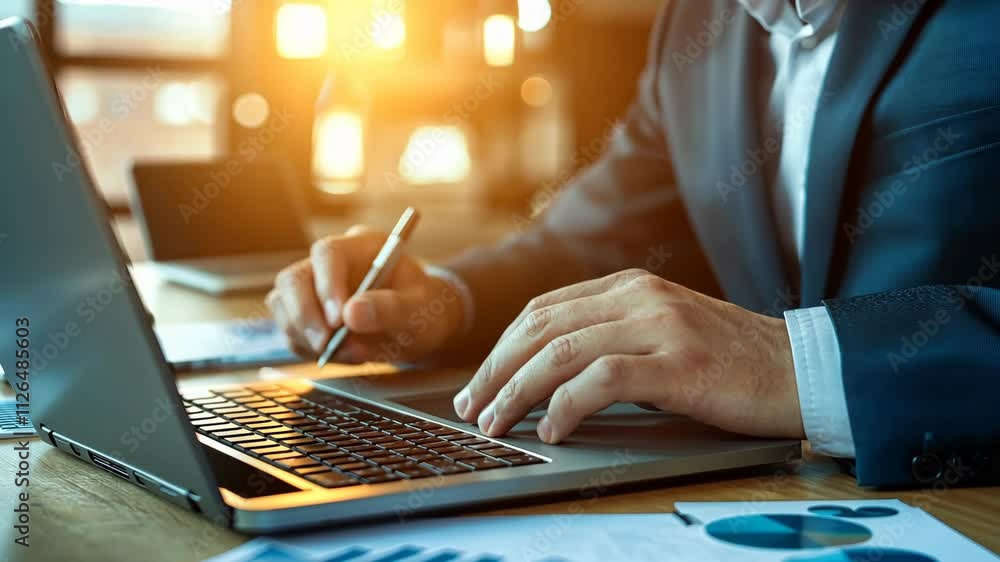 Aufkleber programmer writing code on laptop keyboard in office at night