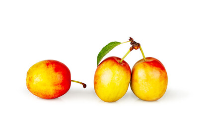 Fresh plums isolated on a white background, contour