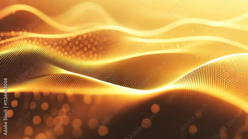 Poster golden particles waving abstract background for technology or luxury concepts empty space for text