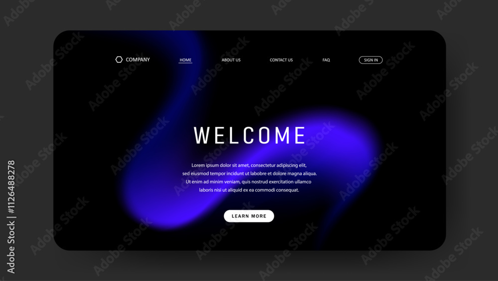 Poster abstract wave futuristic design of landing page. retro gradient mesh dark concept website design