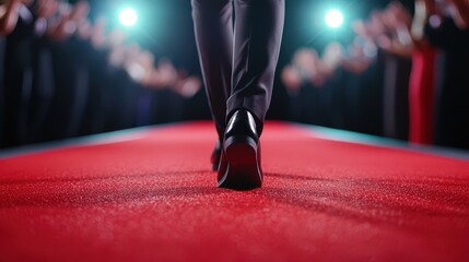 Stepping onto the red carpet with confidence during a glamorous event