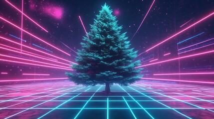 Retro Synthwave Christmas Tree.