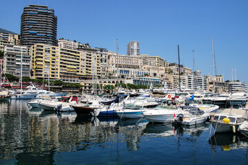 Boats docked at Port Hercules in La Condamine ward of Monaco.