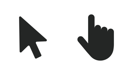 Set of Cursors Isolated On Monochrome Background