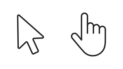 Set of Cursors Isolated On Monochrome Background