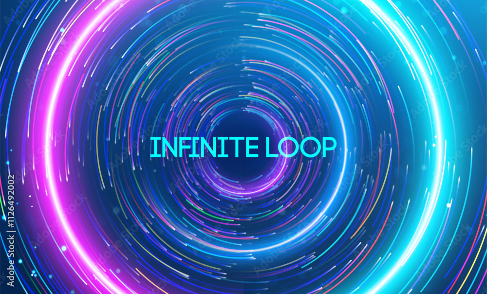 Fototapete infinite loop luminous circular vortex of neon colors and digital energy. big data and data science 