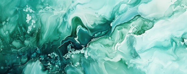 Naklejka premium Abstract watercolor paint background by teal color blue and green with liquid fluid texture for background, banner