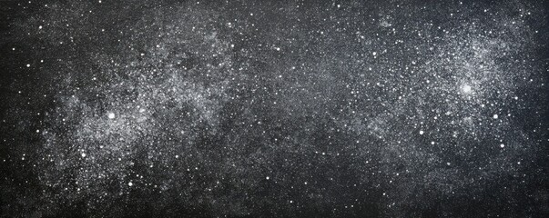 Distressed grainy white fine dust particles speckled gradient texture on a black background