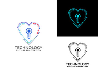 Love Network Protection and Padlock symbol logo design vector. Cyber security logo icon symbol vector template