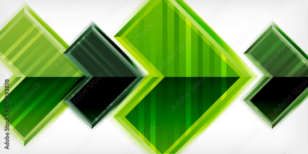 Poster Arrow symbols created with 3d effects and line texture geometric abstract background