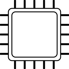 Processor line icon, microchip cpu technology board, Central processing unit. Design element flat, simple silhouette. Vector illustration
