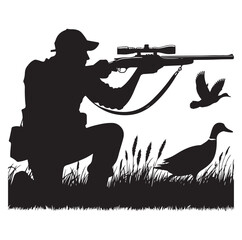 Hunting man silhouette vector illustration