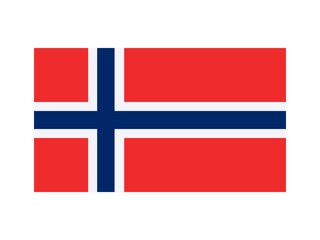 Norway national flag isolated on white. Official colors and image of the cross, simple flat design. Vector clipart or icon for Norwegian events and news illustration, travel or politics banner.