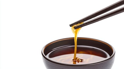 Chopsticks Gripping a Generous Serving of Udon Noodles in a Bowl