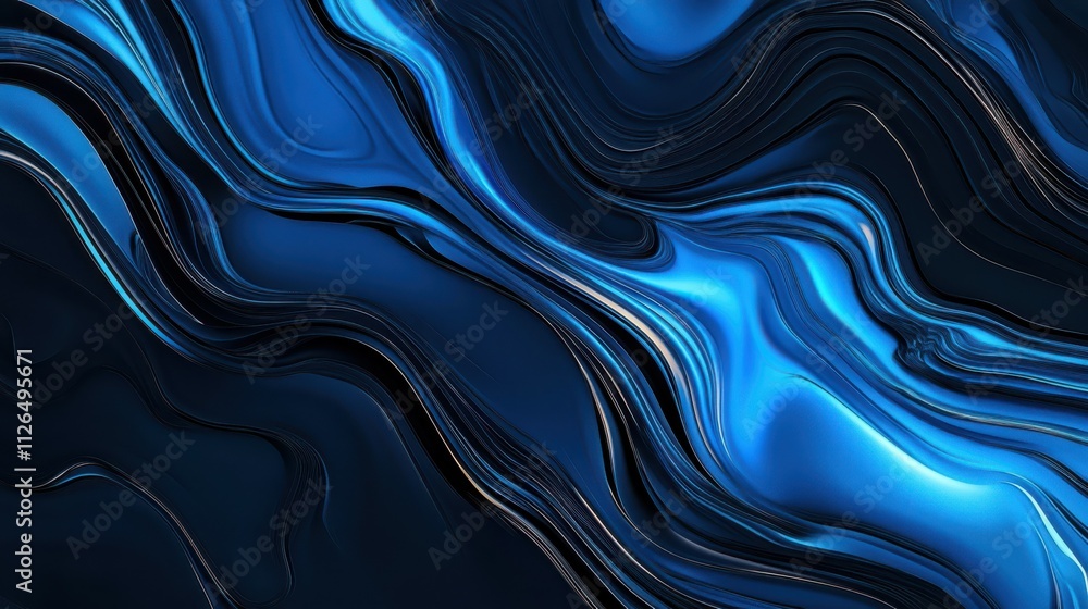 Aufkleber blue black abstract gradient background grain texture effect dark vibrant color flow wave copy space